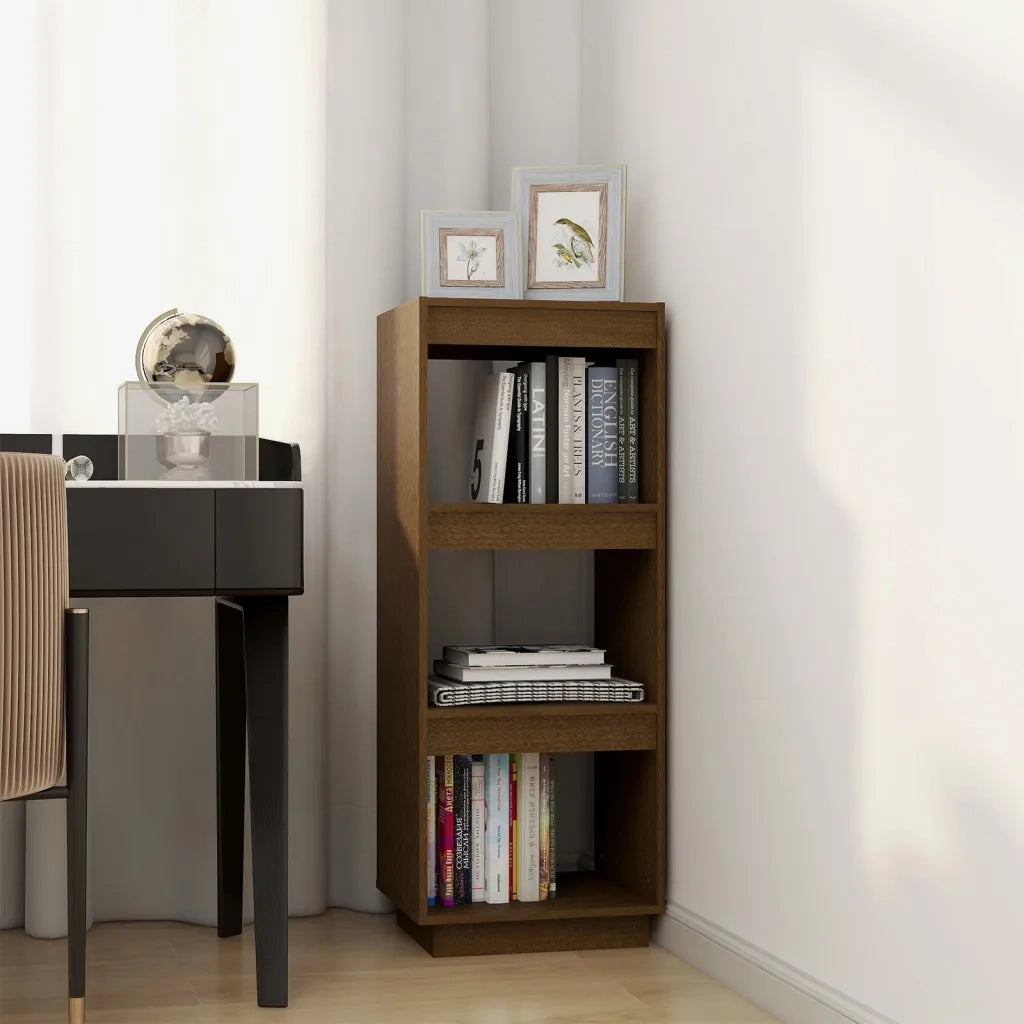 Libreria Divisorio-Scaffale per Libri-Mobile di Stoccaggio Ambra in Legno Massello di Pino