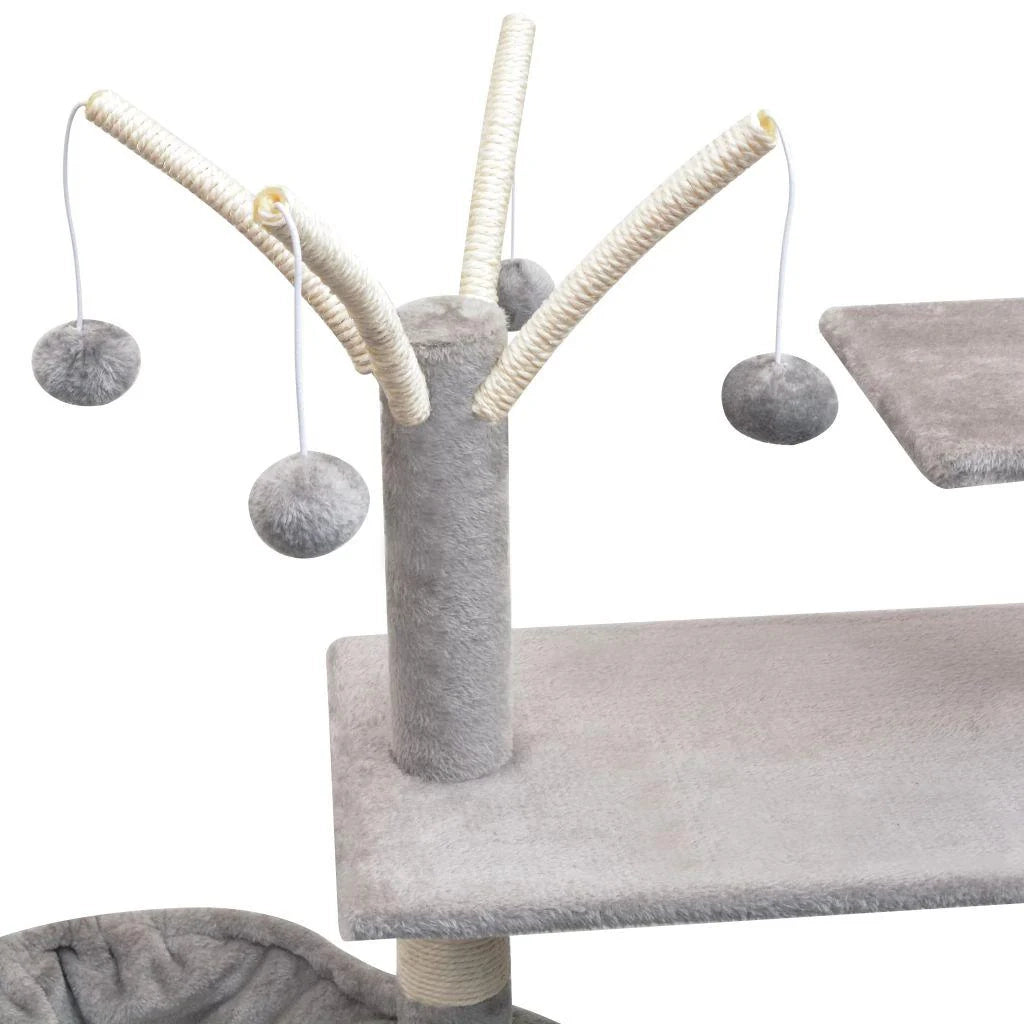 Tiragraffi albero per gatti cuccia per gatti giocattolo peluche sisal 125 cm grigio 3702185