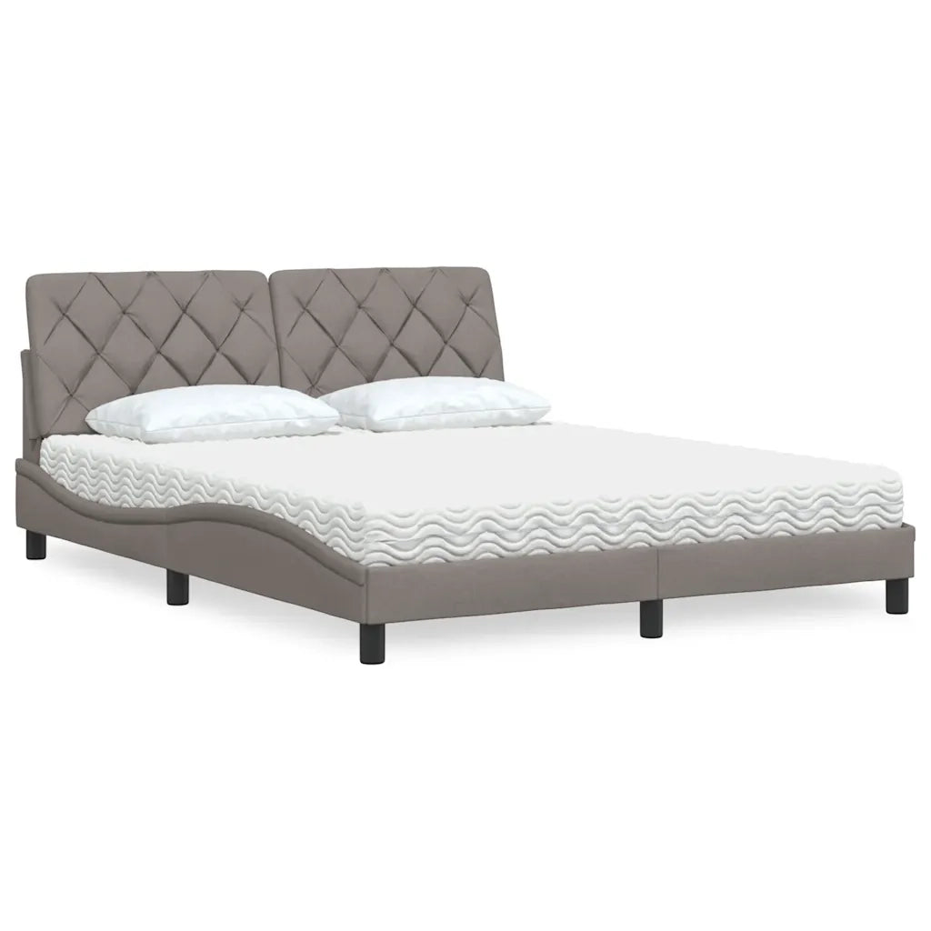 Letto con Materasso Tortora 160x200 cm in Tessuto 3310752