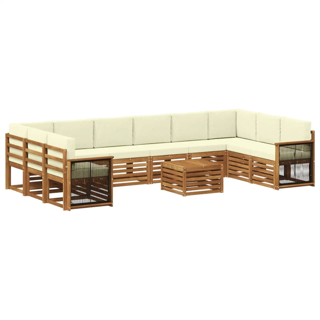 Set di divani da esterno con cuscino 8 pcs Naturale e Crema 3384921