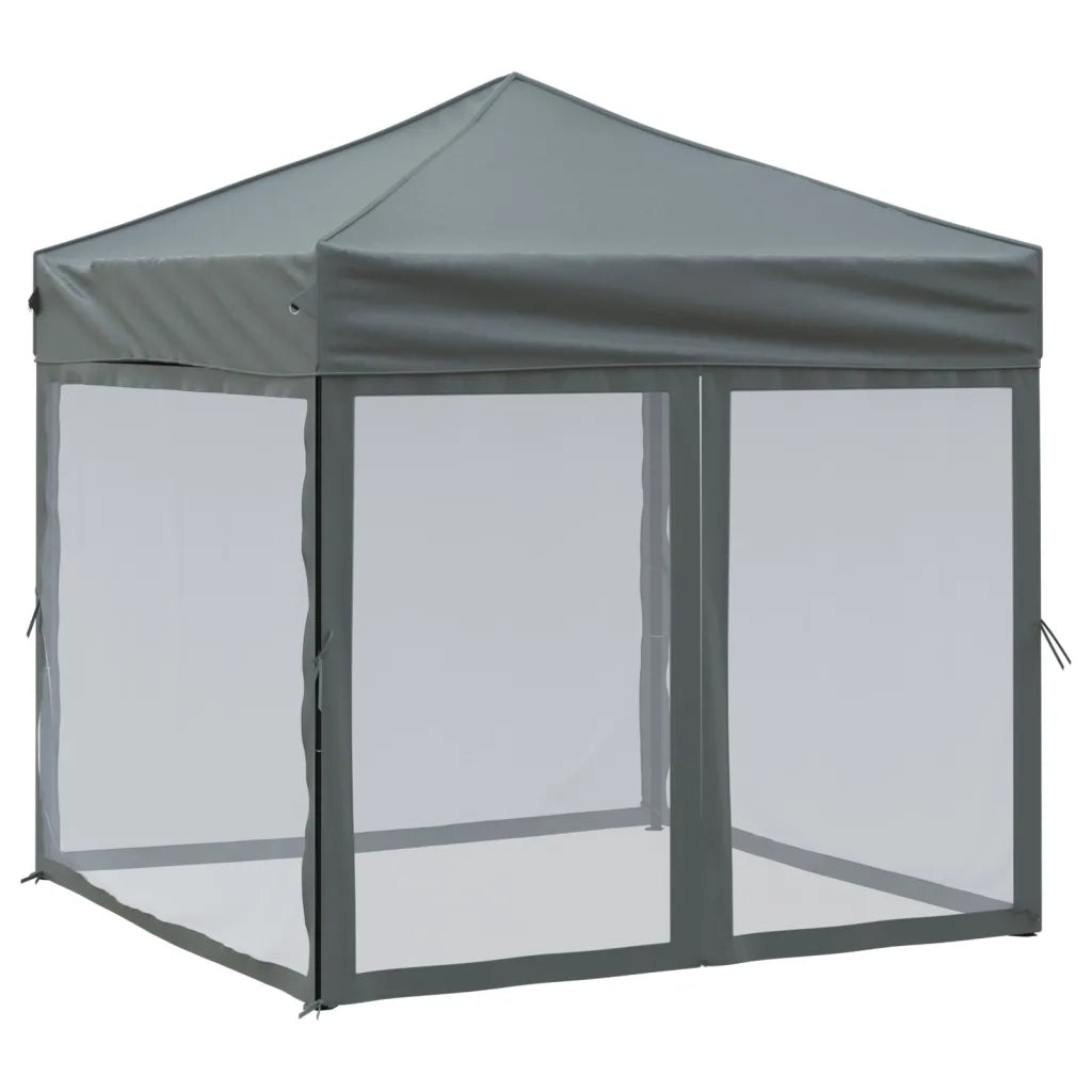 Tenda per Feste Pieghevole con Pareti Laterali-Tenda Gazebo Antracite 2x2 m 407612