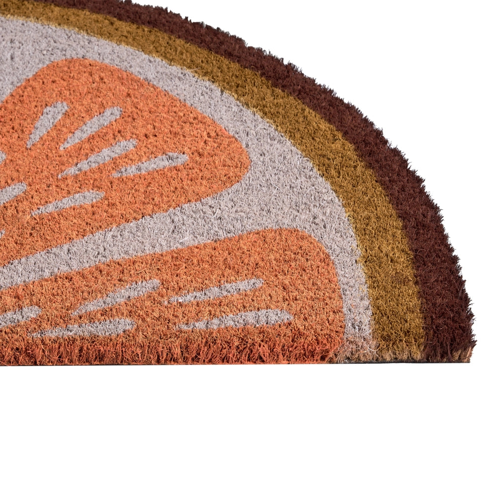 Zerbino in fibra di cocco arancione con fondo antiscivolo 45 x 75 cm, antiscivolo, decorativo, con stampa arancione, zerbino di benvenuto