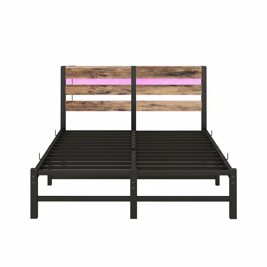 Letto 120x200cm LED - Xylo - USB spazio sotto letto metallo