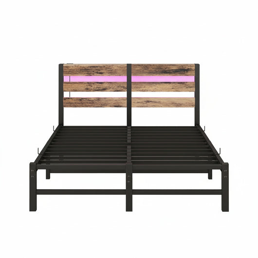 Letto 120x200cm LED - Xylo - USB spazio sotto letto metallo