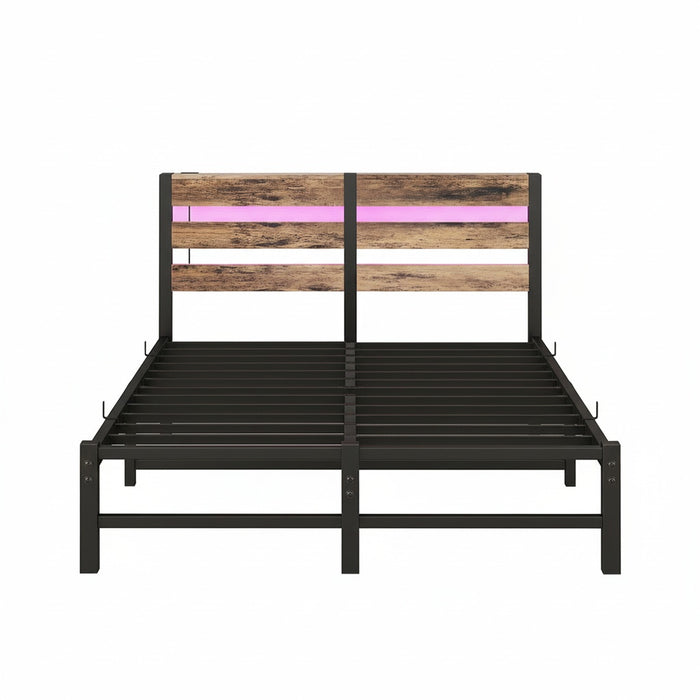 Letto 120x200cm LED - Xylo - USB spazio sotto letto metallo