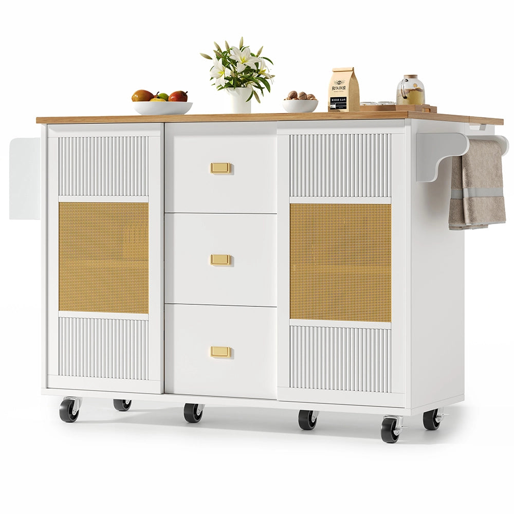 Isola cucina - Xylo - 120x73x93cm ruote scaffali spezie bianco
