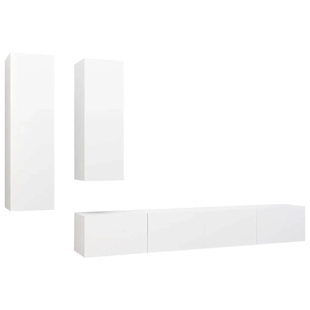 Set di Mobili Porta TV 4 pz Bianco in Legno Multistrato 3078733