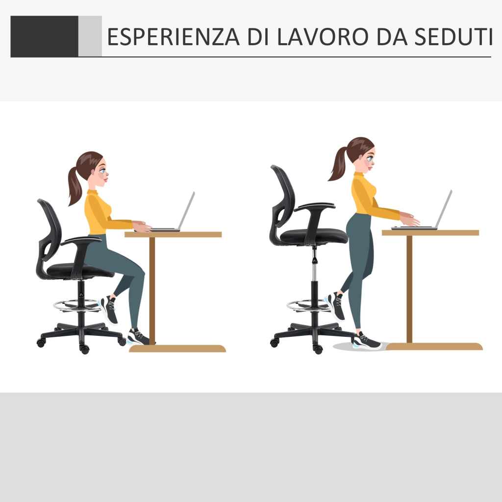 Sedia da Ufficio Regolabile con Braccioli e Rotelle ¨C Xylo ¨C Imbottita Nera 64x57x110-132 cm