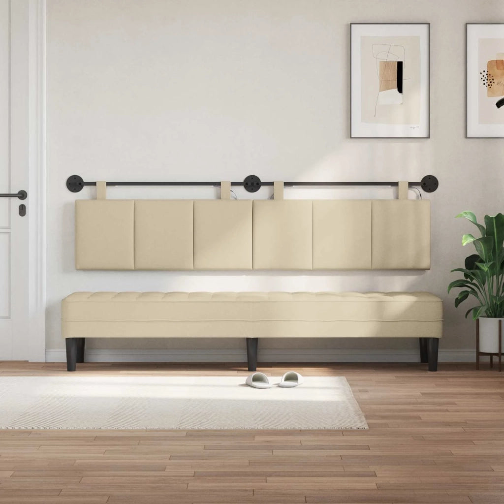 Testiera | Testata sospesa Con luce LED Crema Tessuto