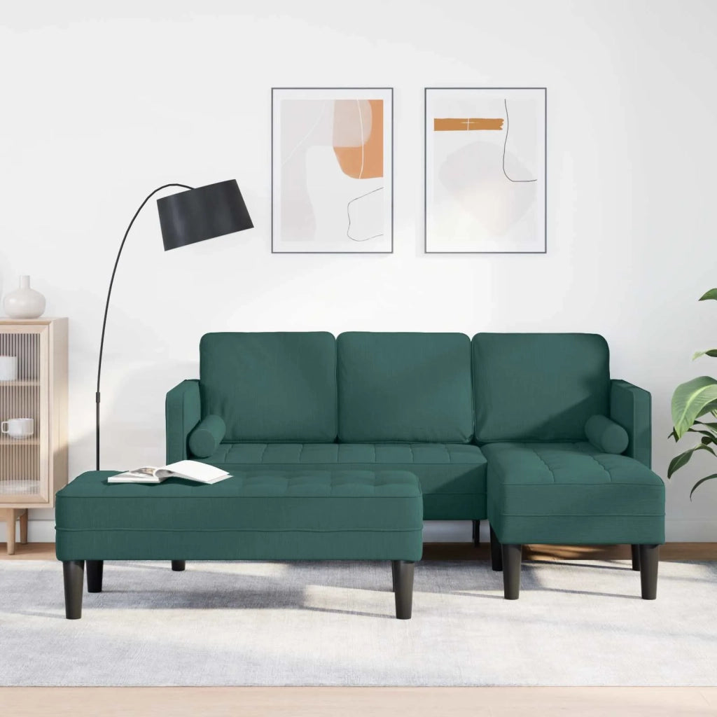 Set di divani con cuscino 2 pcs Verde Scuro Poliestere 3329256