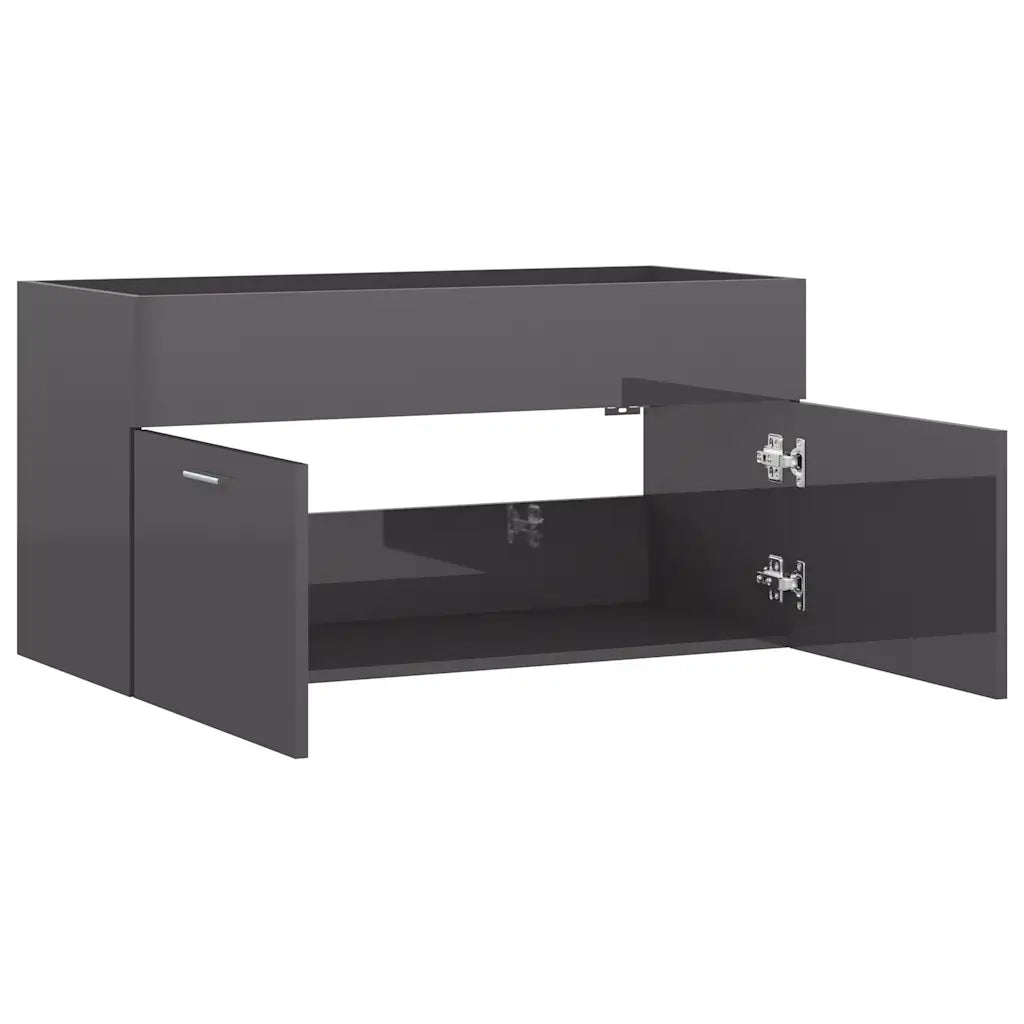 Mobile Lavabo | Armadio Lavabo Grigio Lucido 90x38,5x46 cm in Legno Multistrato