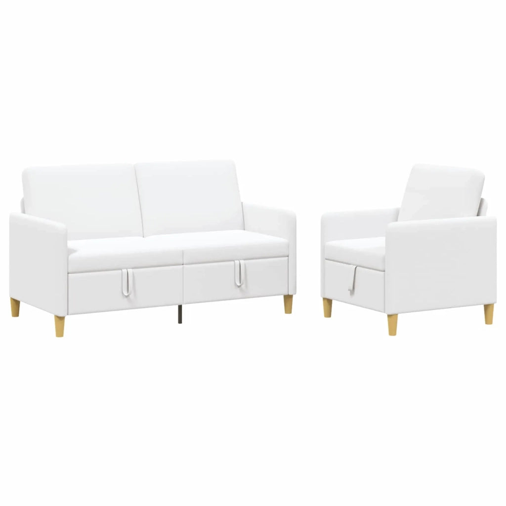 Set di Divani con Storage 2 pcs Bianco Poliestere 3429187