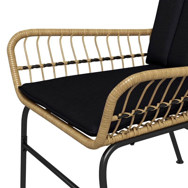 Set Salotto da Giardino in Rattan 3 Pezzi con 2 Sedie, Tavolino e Cuscini ¨C MINIMAL ¨C Vetro