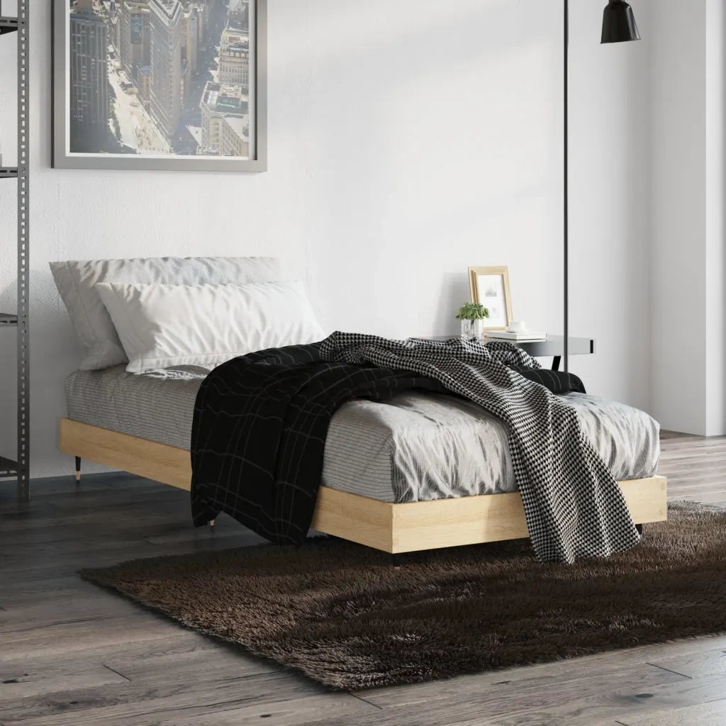 Letto singolo | Letto per adulti | Giroletto senza Materasso Rovere Sonoma 75x190 cm in Truciolato