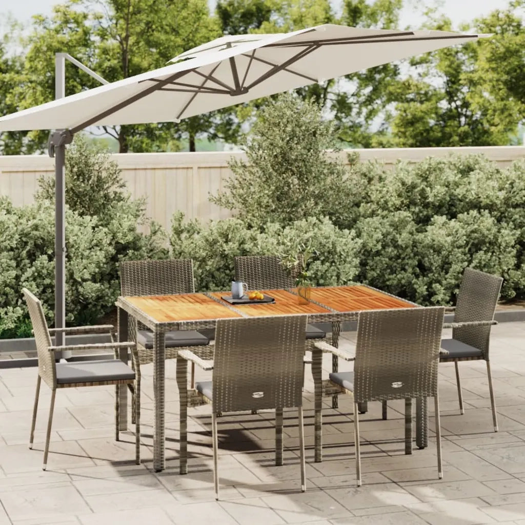 Set da Pranzo da Giardino 7 pz con Cuscini in Polyrattan Grigiocod mxl 76464