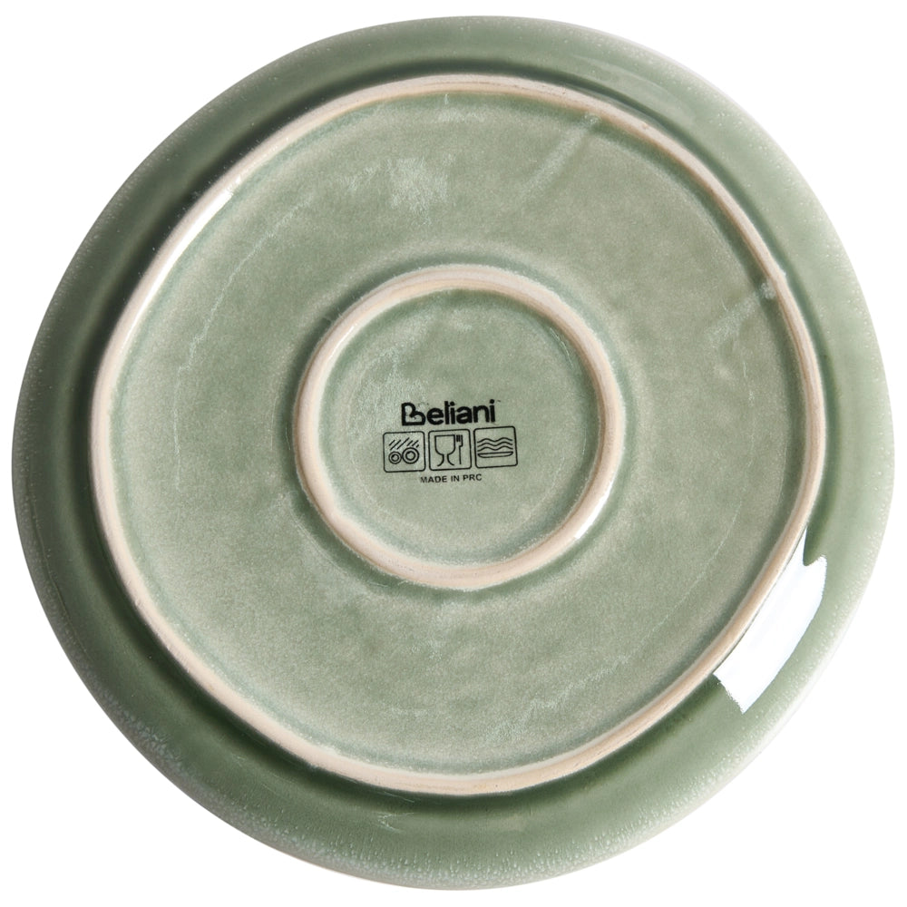 Set di 24 stoviglie in gres caolino fatto a mano con smalto reattivo verde Cucina Sala da pranzo