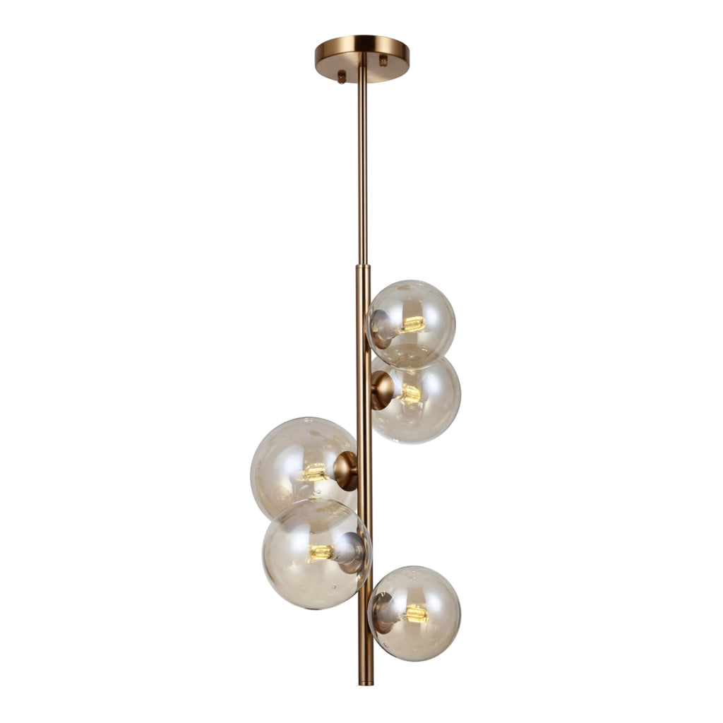 Lampadario a cascata ottone miele CANELLO Italux 5xG9