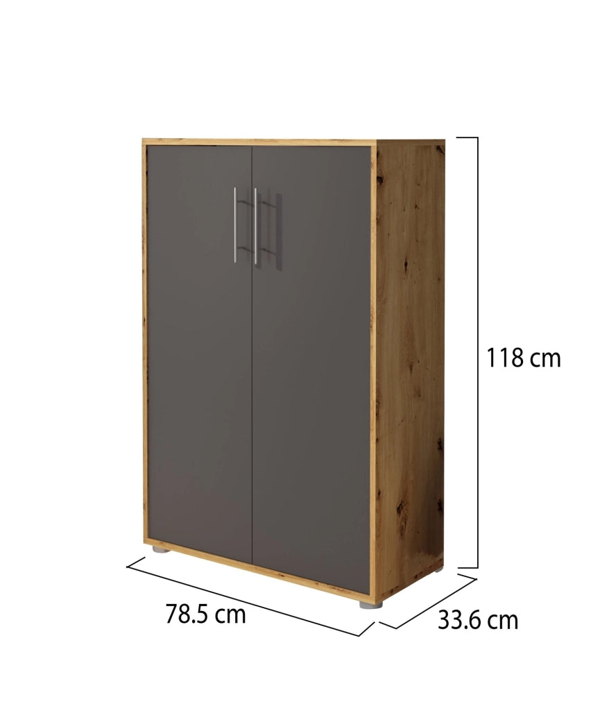 Parabita, Armadio Multiuso 2 Ante Cassetti, 79x118h cm Marrone Rovere