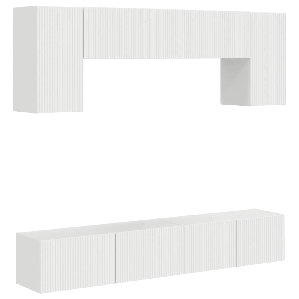 Set mobile TV 4 pcs Bianco Lucido Legno multistrato