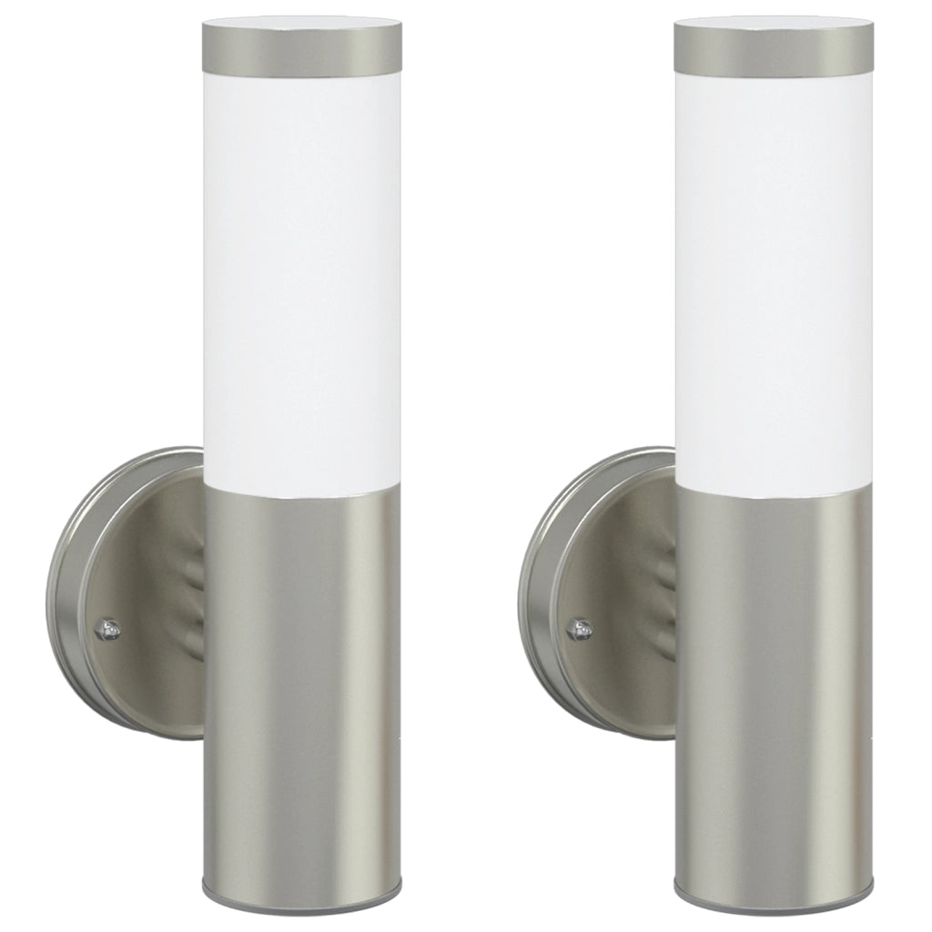Luce da Parete Esterno 2 pezzi Acciaio Inossidabile Argento IP44
