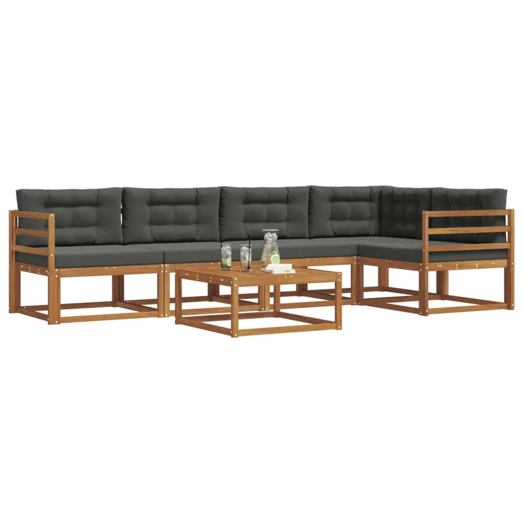 Set di divani da esterno con cuscino 6 pcs Naturale e Antracite