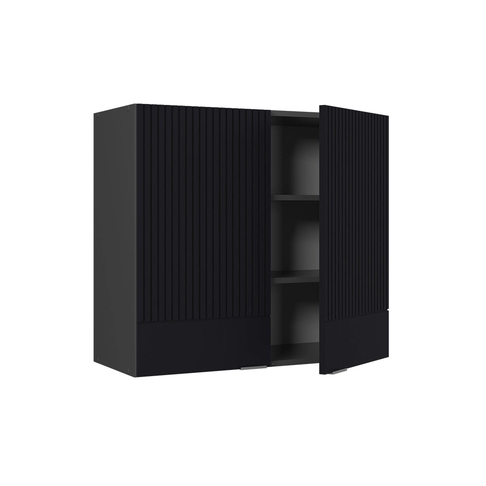 Vicco Mobile da cucina in vetro Nero a righe 80 cm