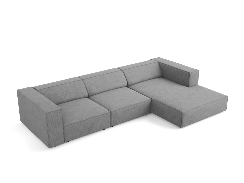 Cosmopolitan Design - Divano angolare destro "Arendal" 4 posti in ciniglia con effetto a coste grigio scuro 