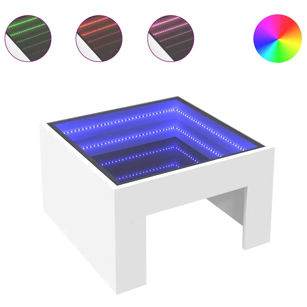 Tavolino da Salotto con LED Infinity Bianco 50x50x30 cm 847602
