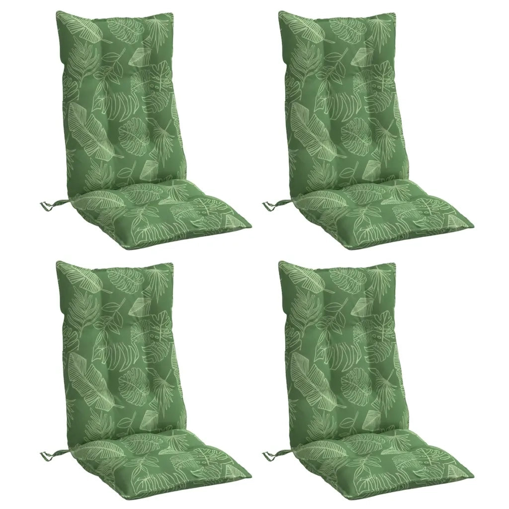 Cuscini Sedia Schienale Alto 4 pz Motivo Foglie Tessuto Oxford 377660