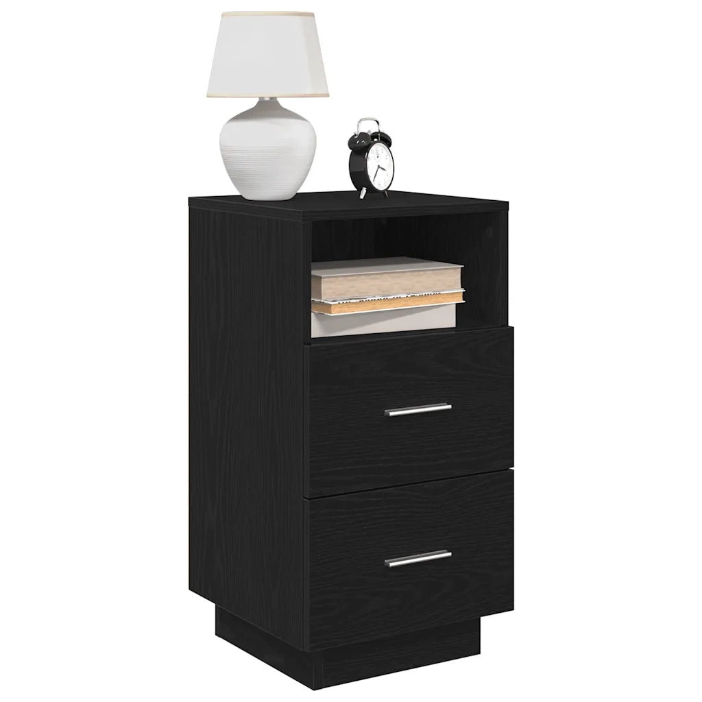 Comodini 2 pz con 2 Cassetti Neri 36x36x68 cm 858581
