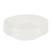 SET 6 PIATTI FONDI PRIMA IN VETRO TEMPERATO BIANCO DA 23 CM
