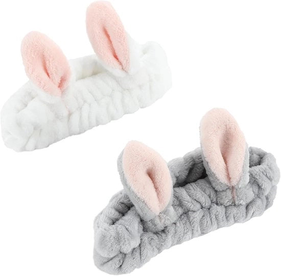 Due paia di fasciature per capelli con orecchie di coniglio - Fascia capelluta morbida per donne - Accessori per la cura della pelle e la doccia