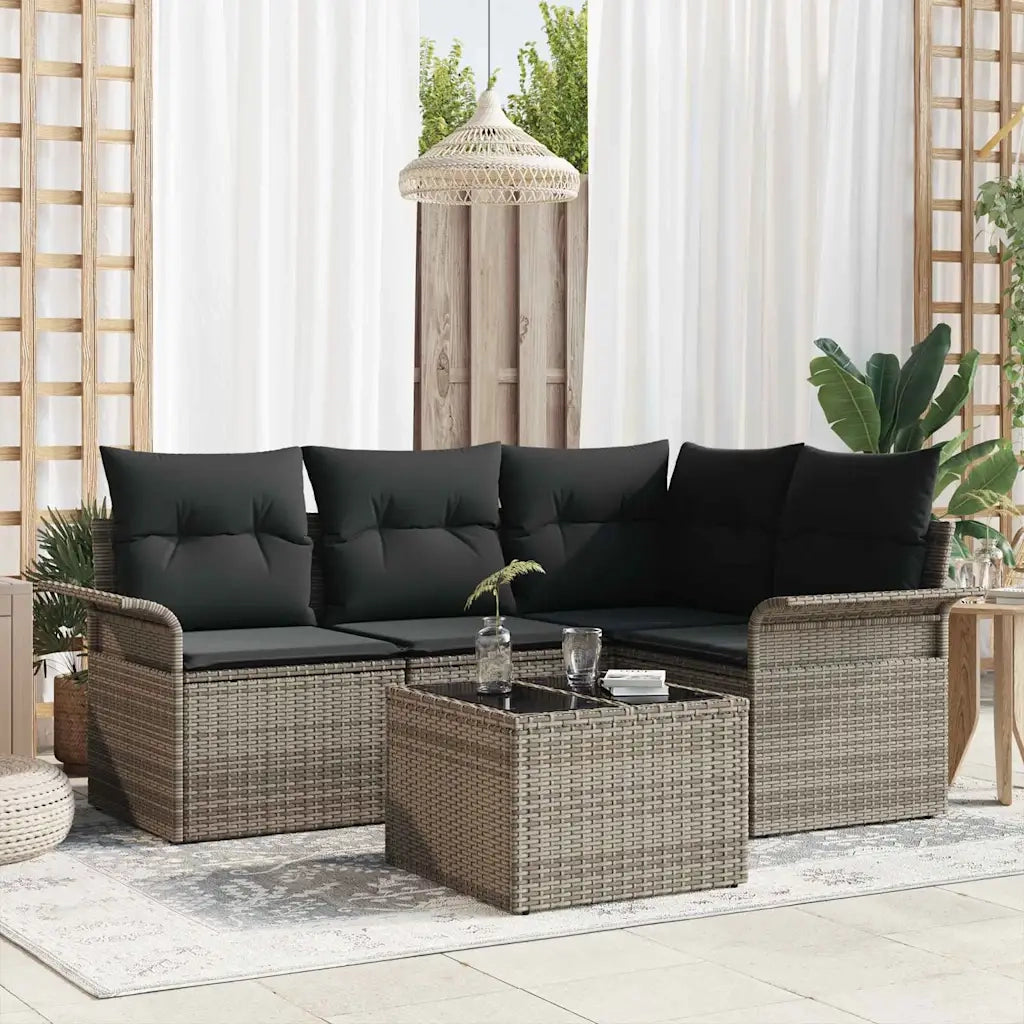 Set Divano da Giardino 5 pcs Grigio polyrattan 3354018