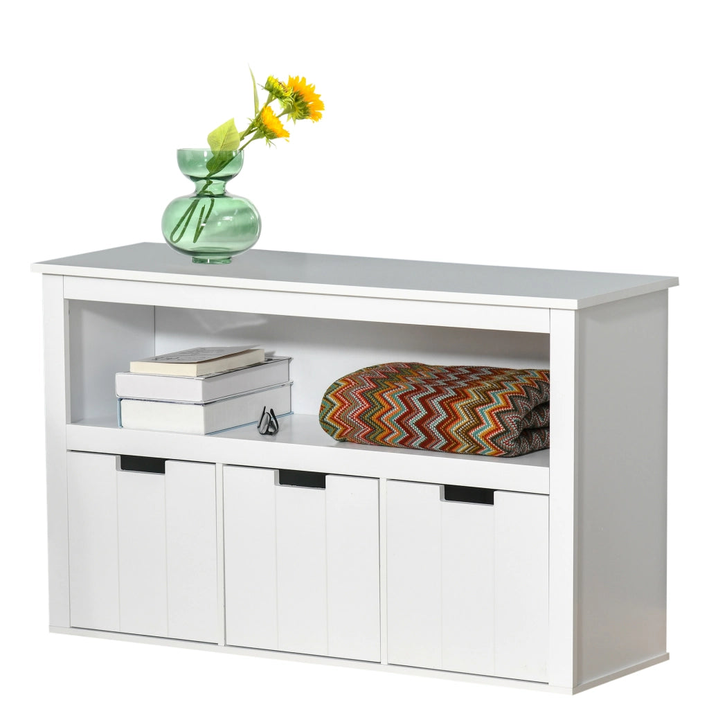 Armadio con 3 cassetti e ripiani aperti ¨C zephmum ¨C 102x33x61,5 cm bianco