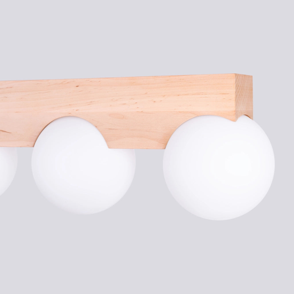 Lampada a sospensione BULBO Peach Puff a 3 luci in legno e vetro, design moderno