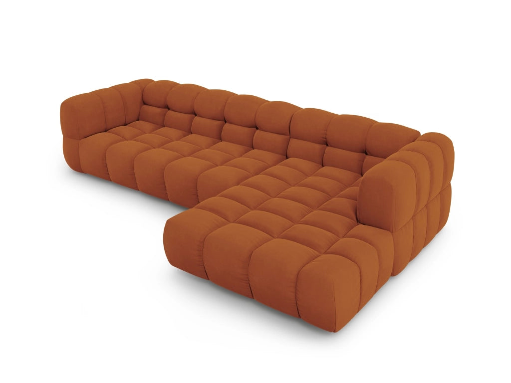 Cosmopolitan Design - Divano angolare modulare destro "Sky" 4 posti in velluto terracotta 