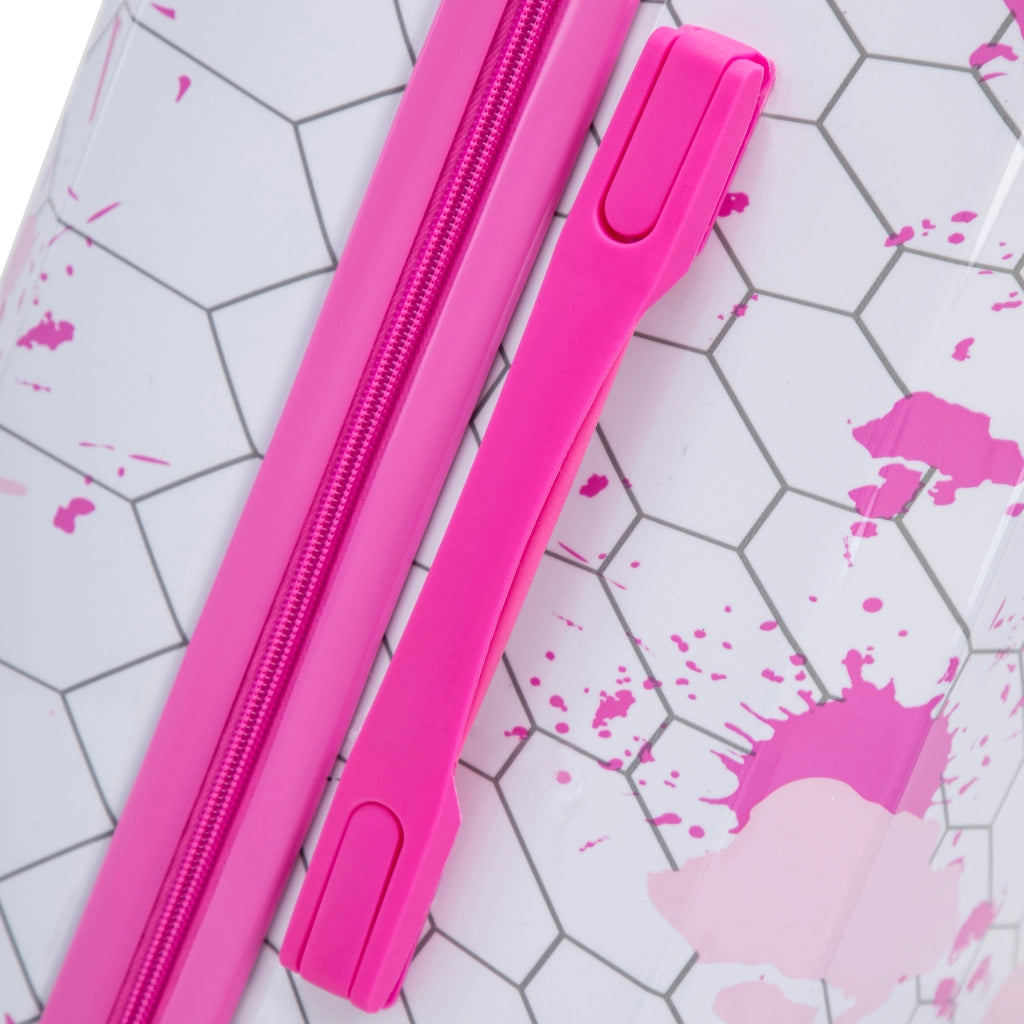 Set di 3 valigie rigide con stampa a spruzzi e serratura a combinazione in pc rosa 20 × 24 × 28 pollici