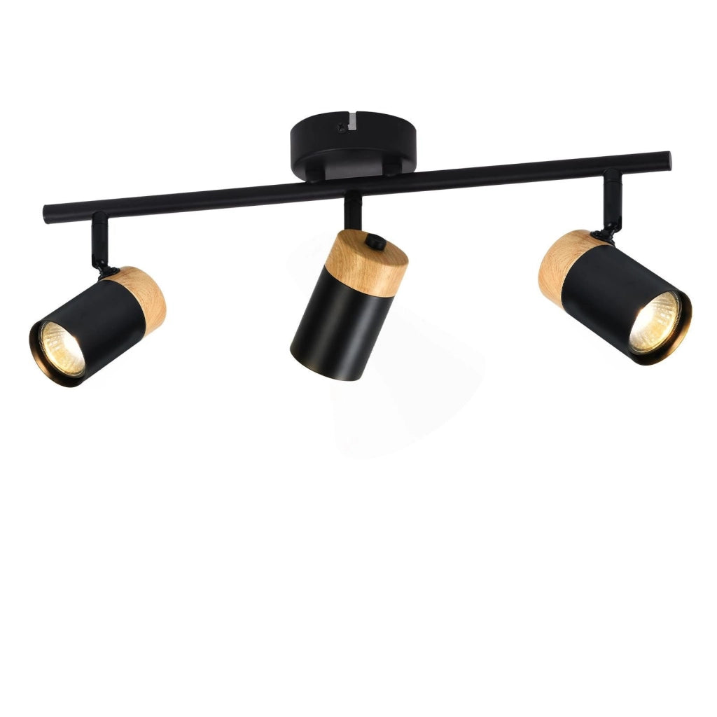 ZMH Lampada da soffitto a sospensione 3 fiamme legno GU10 orientabile 330° per camera letto