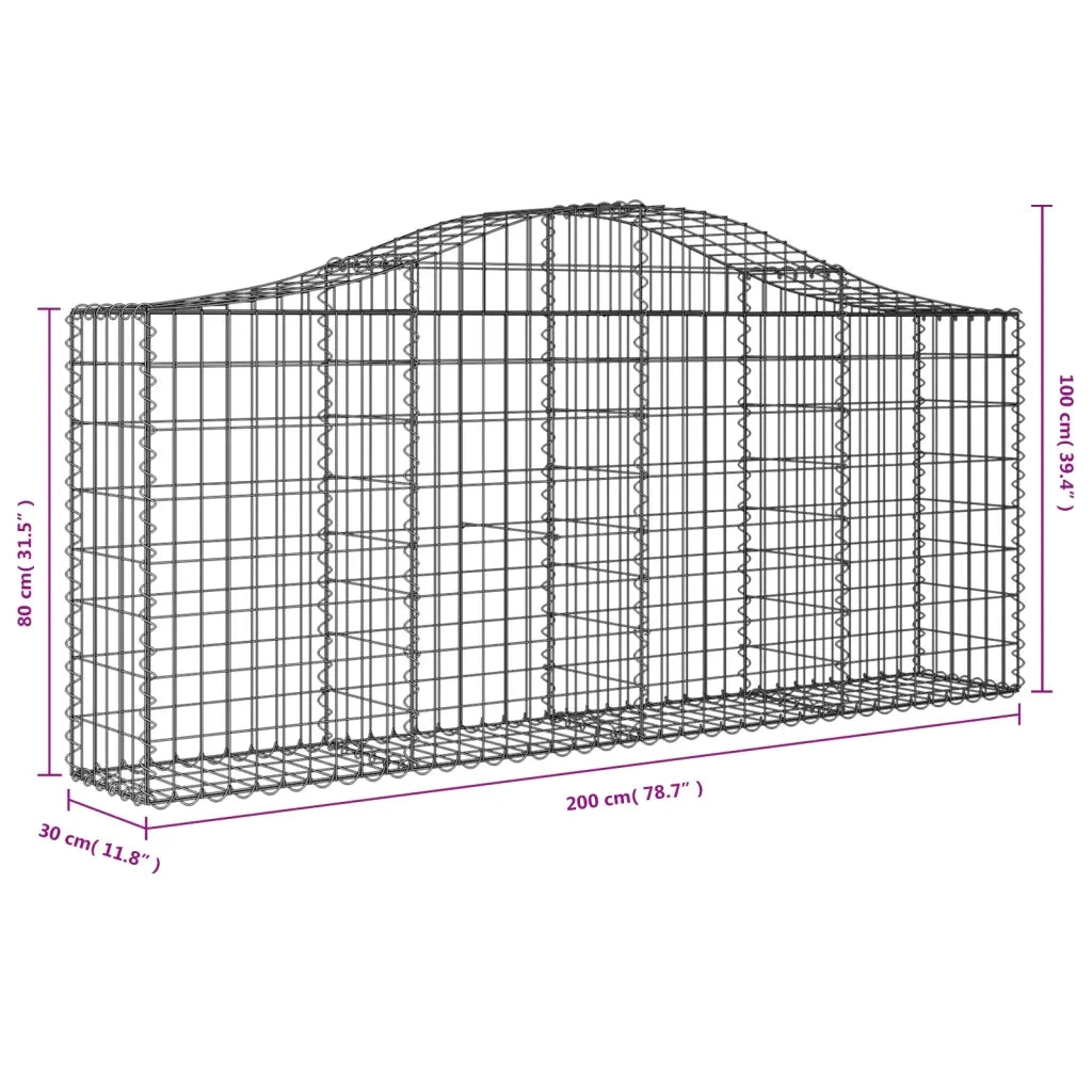 Cesti Gabbioni ad Arco 15 pz 200x30x80/100 cm Ferro Zincato 3145422