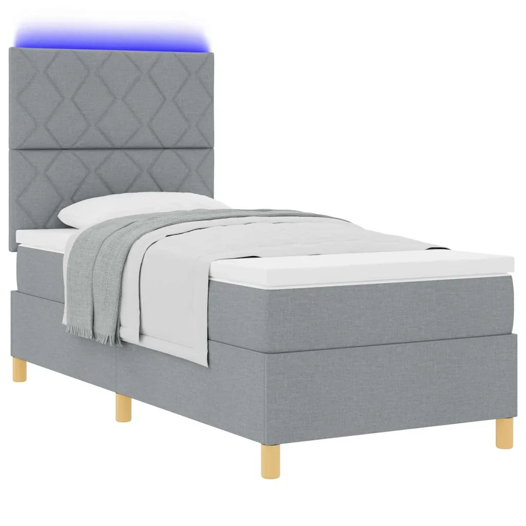 Letto a Sorgente LED Grigio chiaro 90 x 190 cm Tessuto 3343138