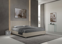 Letto Matrimoniale King Size 200x200 cm con Rete e Contenitore Imbottito in Similpelle Mika Tortora