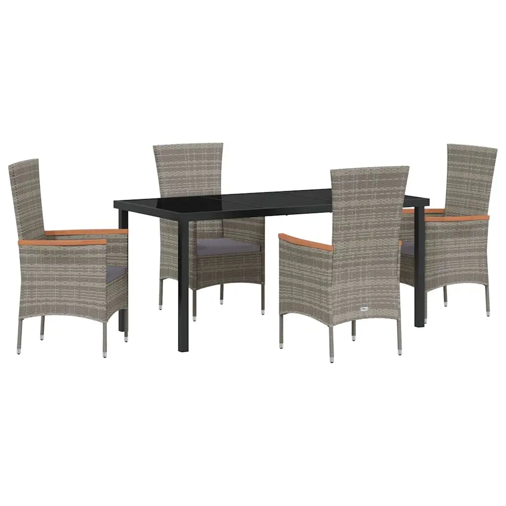 Set da Pranzo per Giardino con cuscino 5 pcs Grigio 3379432