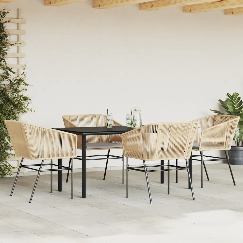 vidaXL Set da Pranzo da Giardino 5pz con Cuscini Polyrattan Vetro