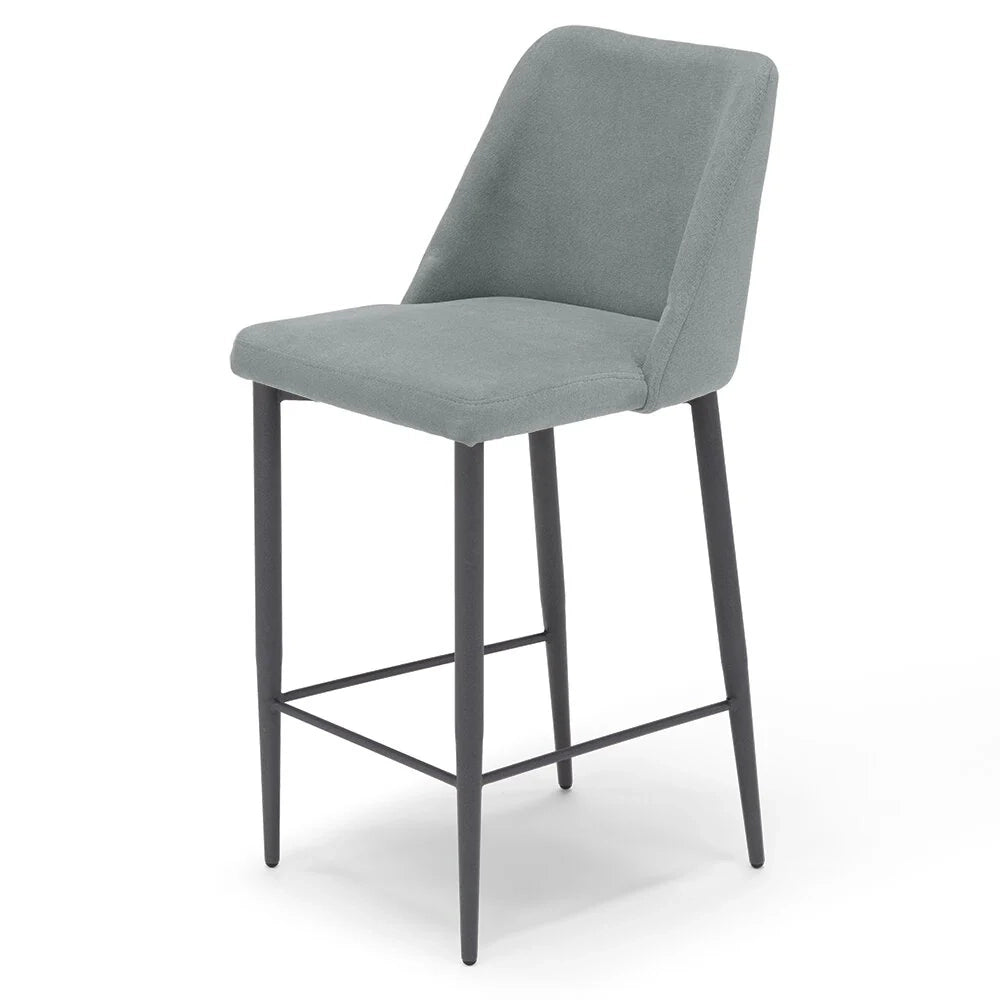 Sgabello Imbottito ALEXIA MADE IN ITALY, H73 per sala da pranzo, cucina e soggiorno, gambe robuste in metallo effetto ghisa, rivestito con tessuto antimacchia idrorepellente colore Grigio