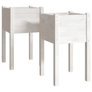 2 pz Fioriere | Cassetta per fiori | Vaso da Giardino Bianche 40x40x70 cm in Legno di Pino