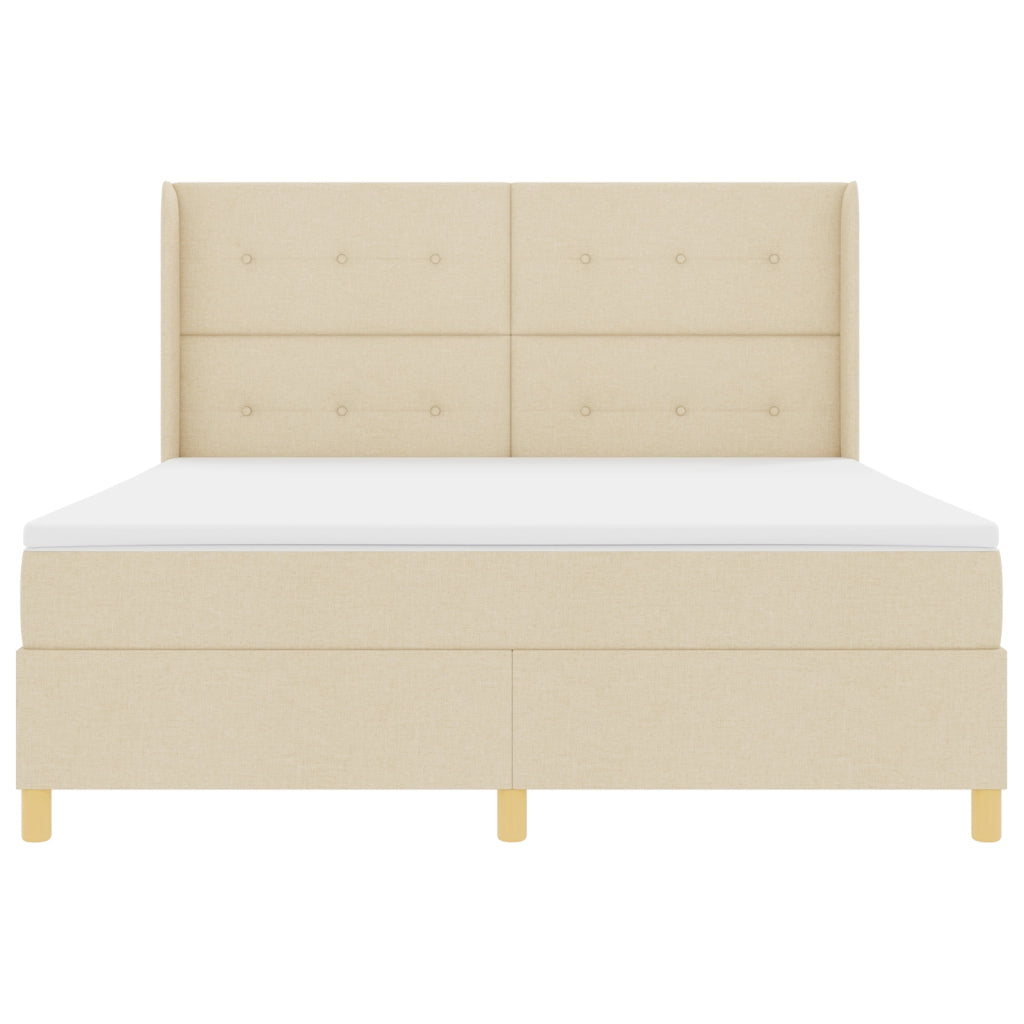 Letto Box con Materasso & LED Crema 180x200 cm Tessuto