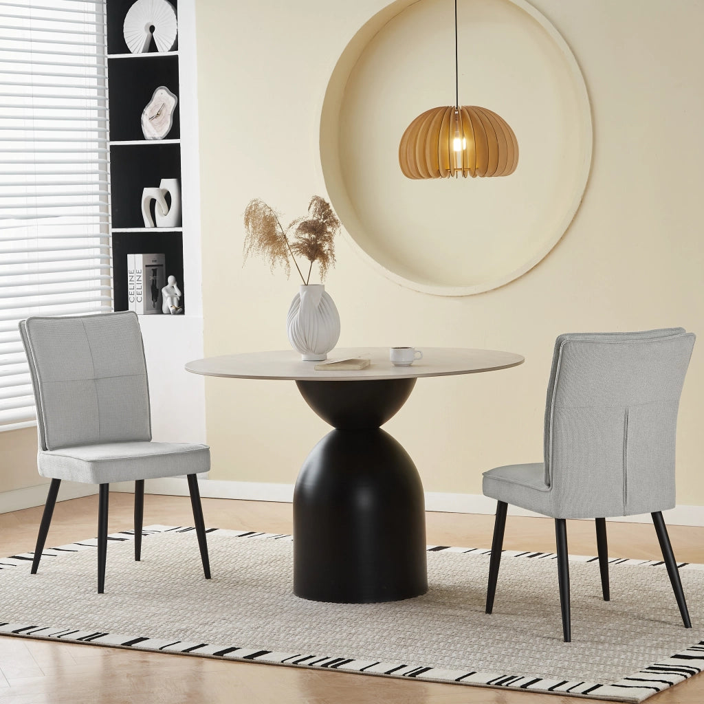 SEDIA da pranzo Set da 2 pezzi in ciniglia grigio chiaro e metallo