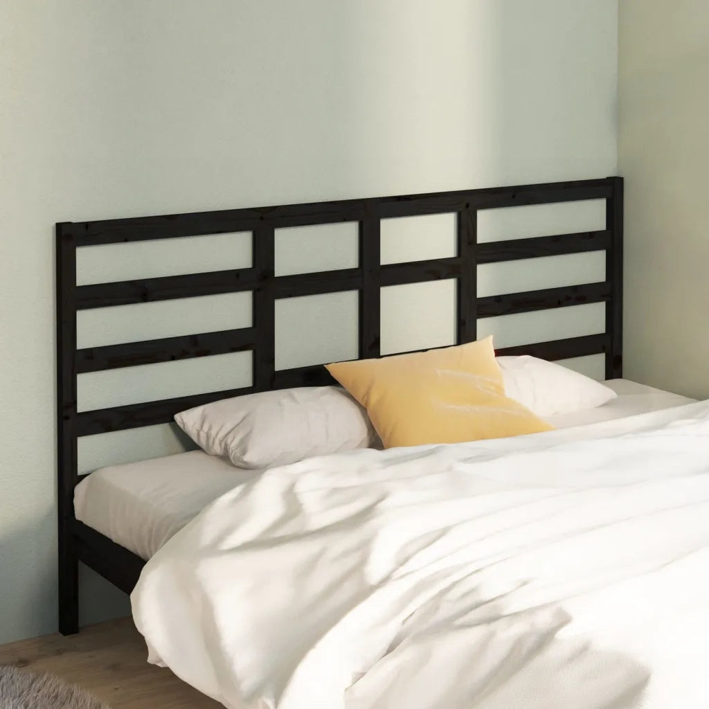 Testiera per Letto-Testata-Testiera Decorativa Nera 206x4x104 cm in Legno Massello di Pino