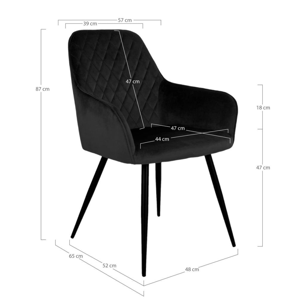 Set di 2 Sedie Harbo, Nero, Velluto, 65x57x87 cm