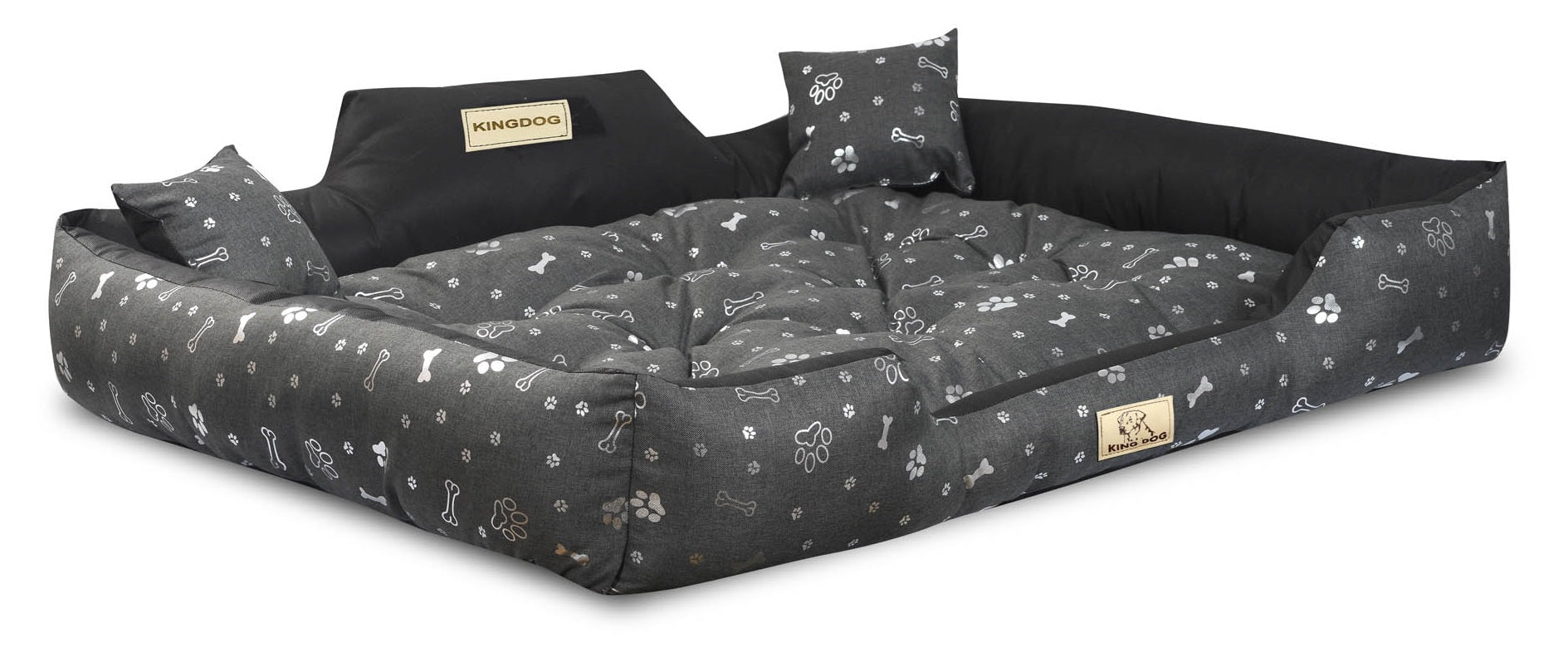 AIO FACTORY 115x95 cm KINGDOG Letto per cani impermeabile personalizzabile Silver Bones